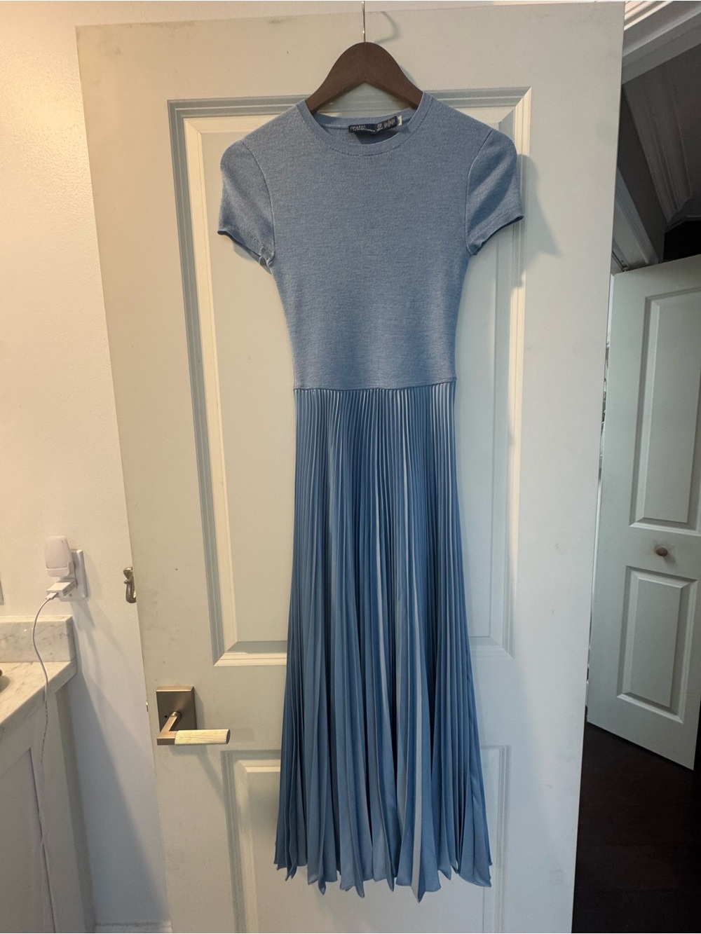 Ralph Lauren Light Blue Pleated Maxi Dress